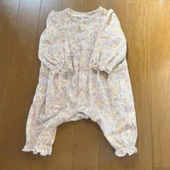 オーガニックコットン　花柄ロンパース　60-70cm 長袖