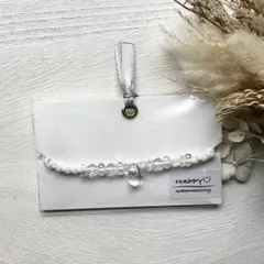 チェコビーズ チェコガラス レディースブレスレット コードブレスレット ホワイト