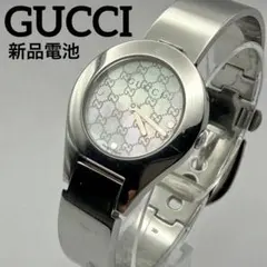 GUCCI腕時計バングルウォッチ6700Lピンクシェル文字盤 電池切れ 交換