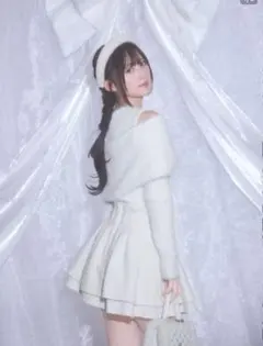 ミシェルマカロン　ツイード美脚スカート　ホワイト　S