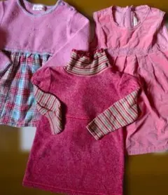 【3枚セット♪記名無しとってもかわいいワンピースまとめ売り】95～100サイズ