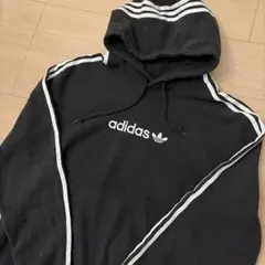 adidas ストライプ付きパーカー 2XL ブラック