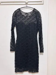 【週末限定価格】H&M レース 長袖 ワンピース ブラック