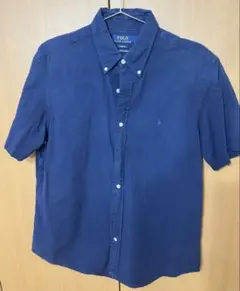 POLO RALPH LAUREN ネイビー 半袖シャツ シアサッカー生地 L