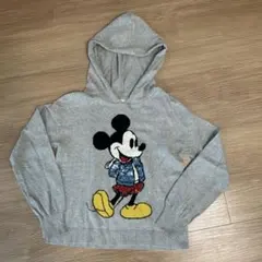 ミッキーマウス フード付きパーカー グレー　XL