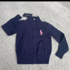 【新品】ラルフローレン ニット ブルゾン115サイズネイビー 紺　綿100%