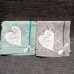 新品/タオルハンカチ 2色セット グレー&ミント