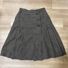 膝丈スカート　古着　チェックプリーツスカート　レトロ