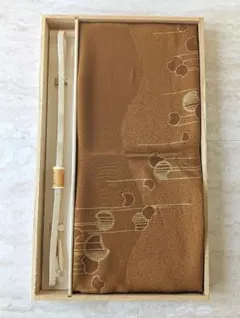 【新品未使用】帯締め帯揚げセット 蓮の葉 正絹 黄土色