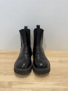 ブラック サイドゴアブーツ 厚底