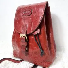 BALLY バリー リュック バックパック クロコ型押し 巾着 レッドのサムネイル