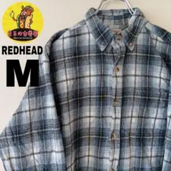 USA古着 REDHEAD　ネルシャツM　ライトブルーブラック　オンブレチェック