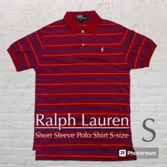 Polo ラルフローレン ポロシャツ 半袖 赤 ストライプ S