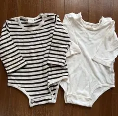 ロンパース 2枚セット 80cm と70cmストライプ/ホワイト