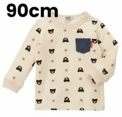 【新品・未使用】✨ミキハウス　ダブルb 黒くま総柄　長袖Tシャツ　90cm