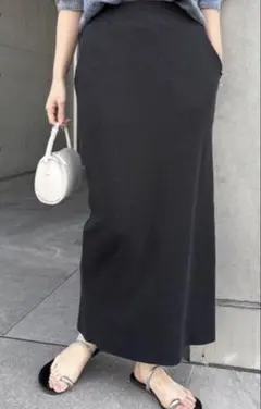 リブロングスカート　ブラックのサムネイル