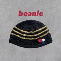ビーニー クラッシャーハット ボタン ハンドメイド かぎ針編み