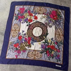 LANCEL ランセル 大判 シルク スカーフ 花柄 OLD LANCEL 絹のサムネイル