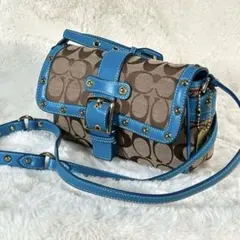 【COACH】ショルダーバッグ シグネチャー ソーホー スタッズ Y2K ブルーのサムネイル