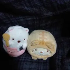 すみっコぐらし 復刻カプセル てのりぬいぐるみ　ねこ、しろくまセット