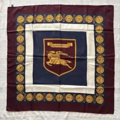 イタリア製　Burberrys シルクスカーフ　馬上の騎士　オールド　バーバリー