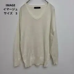 イマージュ　Vネック　ニット　セーター　スリット　薄手　長袖　カジュアル