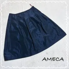 【AMACA/アマカ】 フレアスカート ネイビー シャカシャカ 膝丈 (36)のサムネイル