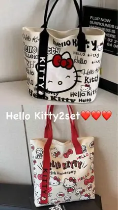 ハローキティ キャンバス トートバッグ レッド