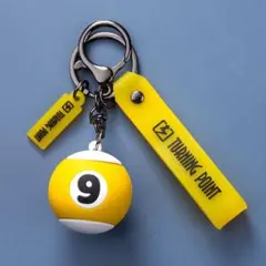 キーホルダー ビリヤードボール 9番 イエロー色 シリコン製 新品