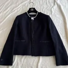 ツイードジャケット ノーカラージャケット