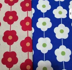 北欧 花柄 プリント コットンリネン 生地 はぎれ 布 2枚セット