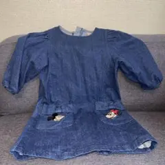 petit main デニムワンピース ミッキーマウス ミニーマウス110