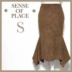 センスオブプレイスアーバンリサーチ スエード調 膝丈スカート マーメイドスカート