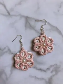 タティングレース お花モチーフピアス