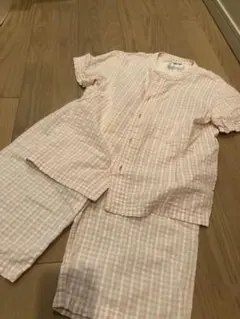 MUJI パジャマ ギンガムチェック ピンク 120-130
