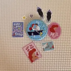 ディズニー　刺繍缶バッジ　アリエル