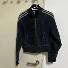 【新品タグ付き】アディダス　デニムジャケット　クロップド丈　ブラックy2k S 新品タグ付き】アディダス デニムジャケット クロップド丈
