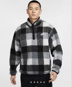 NIKE ナイキ ハーフジップ フリース プルオーバー チェック柄 Sサイズ