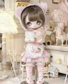 1/6 ドール アウトフィット 女児服 ピンク 猫耳