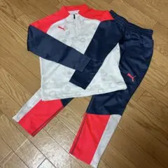 PUMA ジャージ ホワイト/ネイビー/レッド140cm