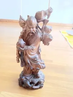 寿老人、竹彫刻寿老人、竹一刀彫り、竹細工寿老人、江戸時代寿老人、木彫り寿老人 木彫り 寿老人像 七福神 福禄寿 手彫り 彫刻置物 木製人形 工芸品 民芸