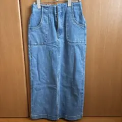 デニムタイトスカート ブルー　ロングスカート