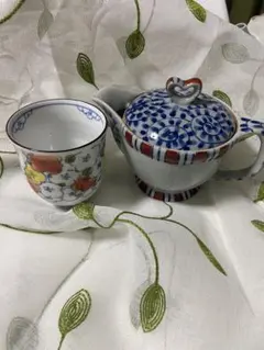 急須と湯呑みセット 花柄