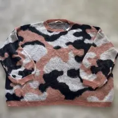 BOU JELLOUD カモフラージュ柄 ニットセーター フリーサイズ