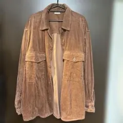 GU 古着 ブラウン コーデュロイ オーバーサイズシャツ XL