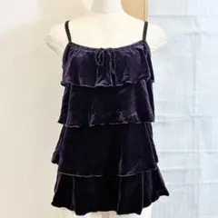 CLEF DE SOL ベロア ティアードキャミソール パープル Lのサムネイル