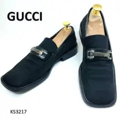 グッチ　美品　ビットローファー　スクエアトゥ　ブラック　キャンバス　EU36