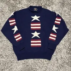 80s CHAPS ラルフローレン スターニット 星条旗