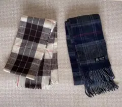 ウールチェック柄マフラー2点セット