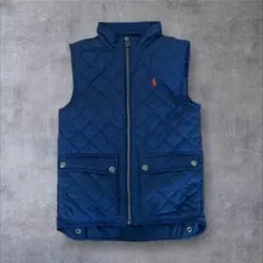 ポロバイラルフローレン　キルティングベスト　ネイビー　キッズ　120 刺繍ロゴ